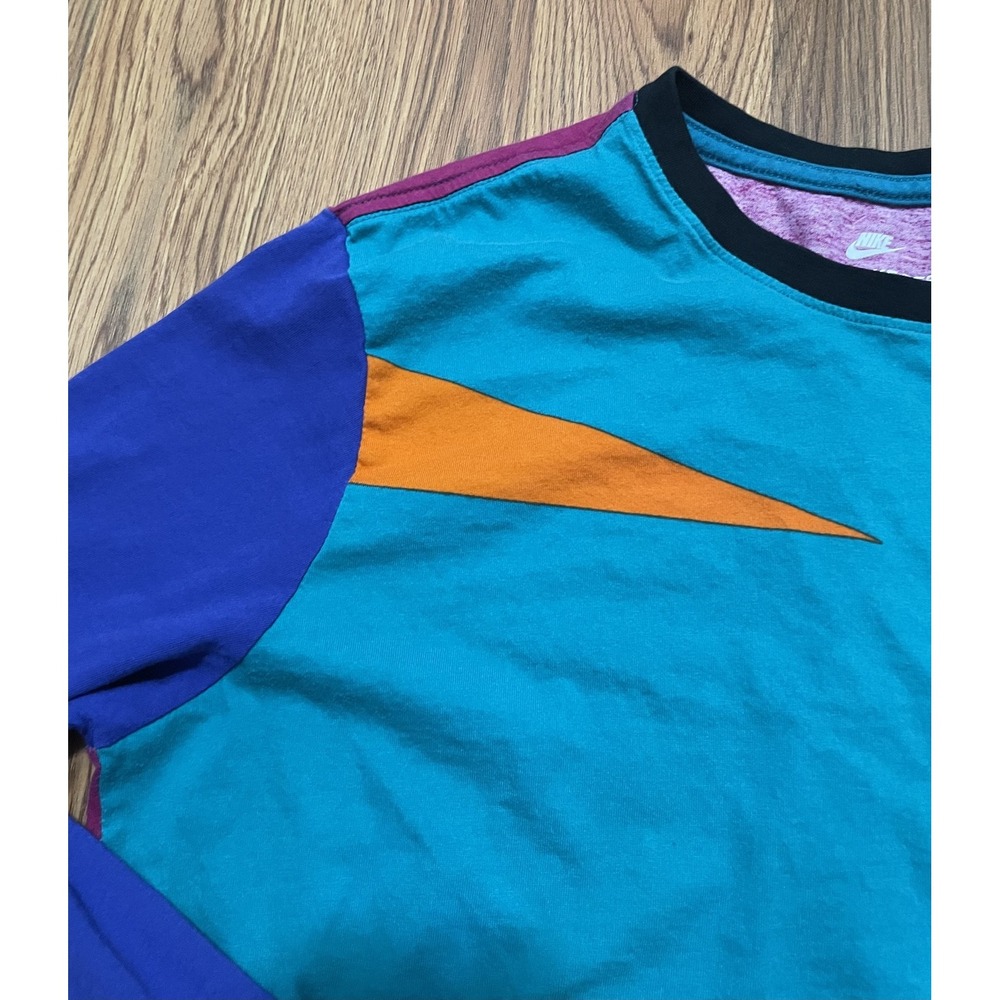 Nike Air T-Shirt Mens Large Retro Geometric Colorblock Long Sleeve Athletic Cut - Picture 4 of 11